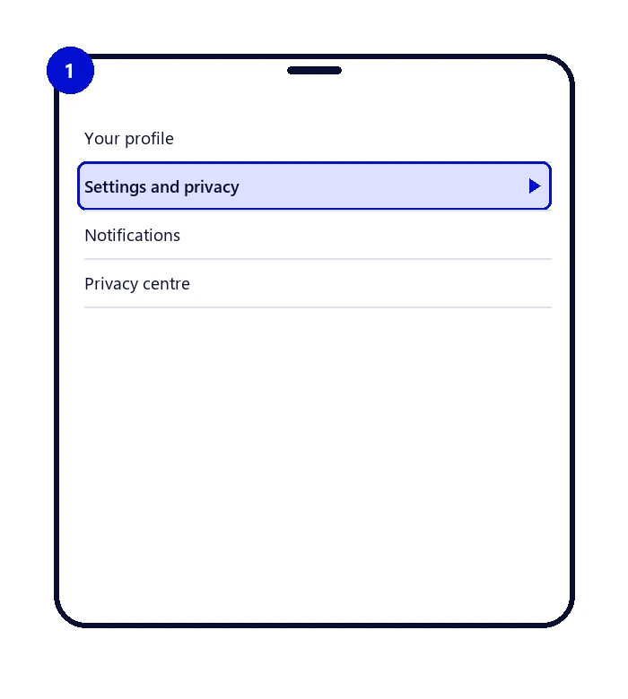 Instagram app menu showing Settings and privacy option highlighted