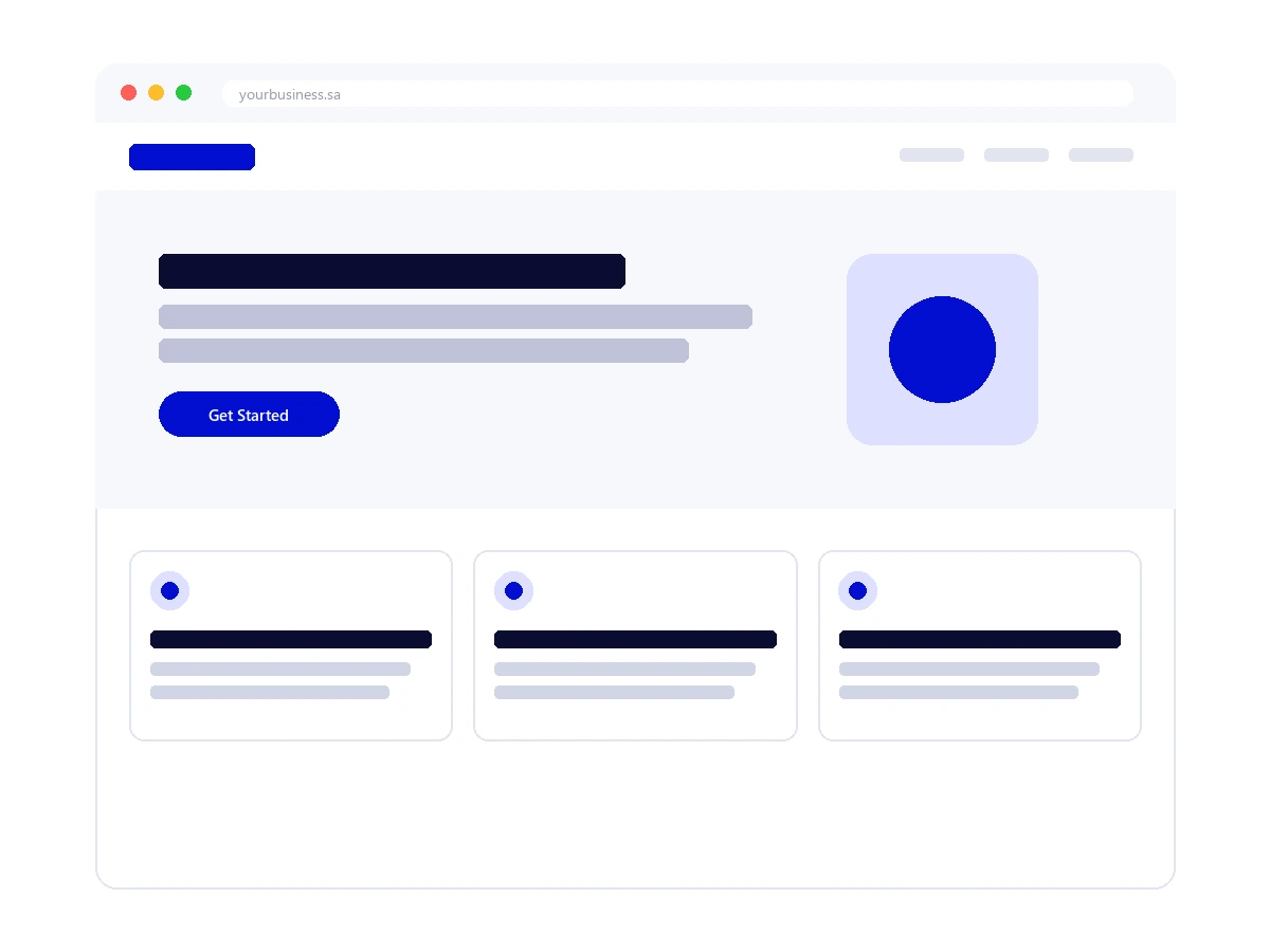 Illustration of a clean, modern small business website layout