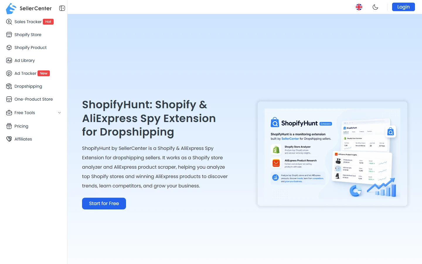 ShopifyHunt ShopifyHunt Shopify and AliExpress spy extension by SellerCenter