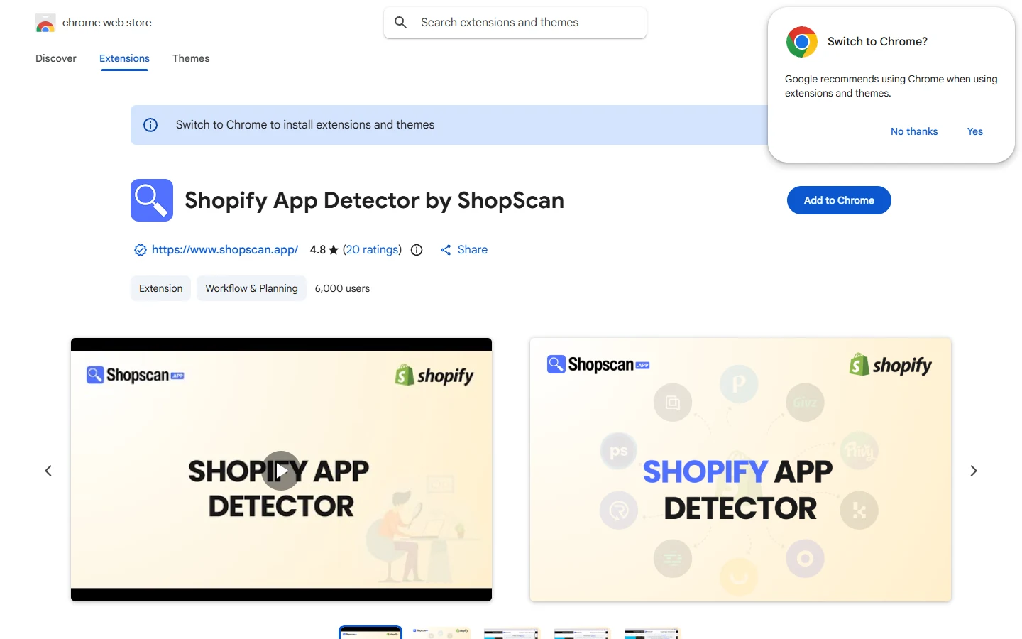 ShopScan Shopify App Detector by ShopScan Chrome Web Store listing