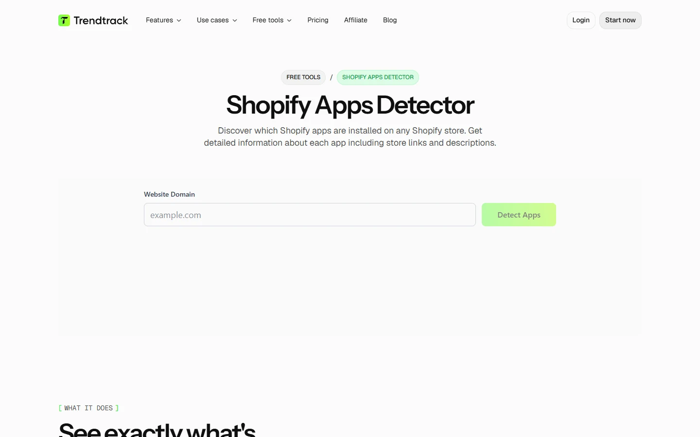 TrendTrack TrendTrack Shopify apps detector website