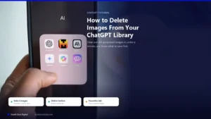 A hand holding a smartphone with a clean AI app folder open, showing the ChatGPT icon among Mistral, Claude, Gemini, Copilot, and Poe