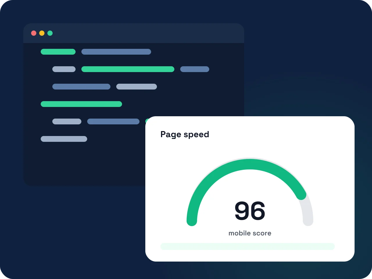 Website code editor and a high mobile page speed score