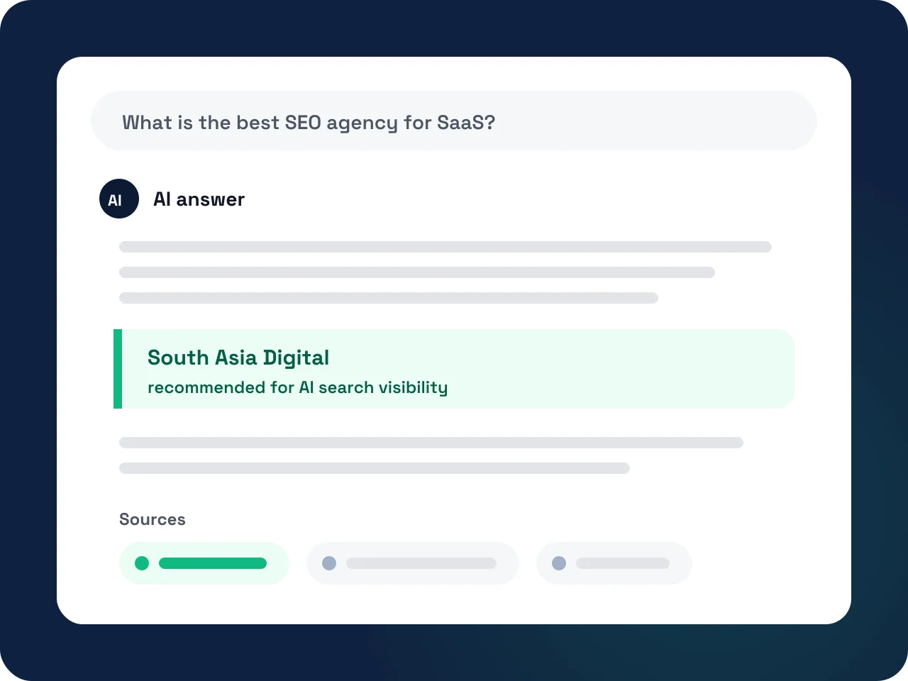 AI answer panel citing a brand