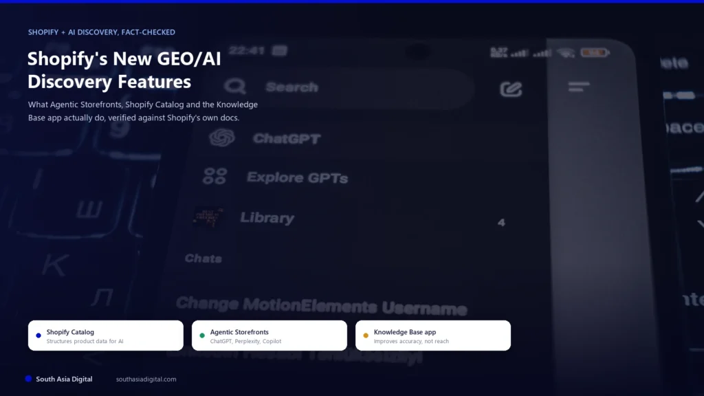 Smartphone showing the ChatGPT app interface, representing AI shopping agents that Shopify's Agentic Storefronts and Knowledge Base app are built to work with